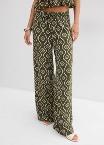 bonprix Schlupfhose aus flie&szlig;ender Viskose, gr&uuml;n, Gr.46, Hose aus flie&szlig;ender Viskose und modischem Druck, aus Viskose