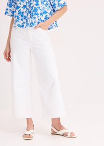 bonprix Culotte aus elastischem Baumwoll-Mix, wei&szlig;, Gr.48, Weit geschnittene Twill-Culotte, 98% Baumwolle