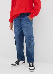 bonprix Loose Fit Thermo-Cargojeans mit Jerseyfutter Tapered, blau, Gr.170, Coole Cargojeans im l&auml;ssigen Loose Fit mit w&auml;rmendem Jersyfutter, 82% Baumwolle