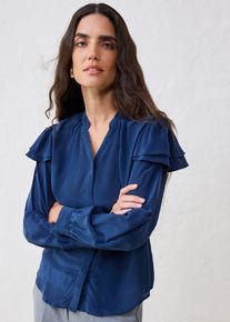 bonprix Bluse mit Seidenanteil, blau, Gr.42, attraktive Bluse mit Seidenanteil f&uuml;r jeden Anlass, aus Seide