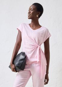 bonprix Wickelshirt aus reinem Leinen, rosa, Gr.40/42 (M), attraktives Leinenshirt vorne zum binden, aus Leinen