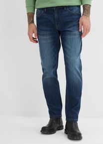 bonprix Leichte Regular Fit Stretch-Jeans mit elastischem Bund Straight (2er Pack), blau, Gr.34, Bequeme Schlupfjeans mit Stretchanteil und angesagtem Stone-Wash-Effekt im 2er Pack, dunkelblau denim: 82% Baumwolle (organic)