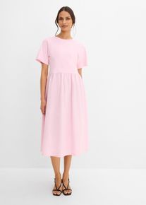 bonprix Midikleid aus reiner Baumwolle, rosa, Gr.46, Kurz&auml;rmliges Midikleid aus Materialmix, aus 100% Baumwolle