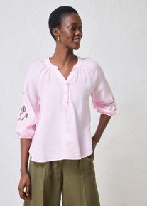 bonprix Tunika aus reinem Leinen, rosa, Gr.36, mit sch&ouml;ner Lochstickerei am 3/4 &Auml;rmel aus reinerm Leinen, aus Leinen