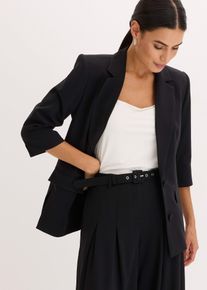 bonprix Blazer mit modisch betonten Schultern, schwarz, Gr.44, Blazer mit 3/4 &Auml;rmel