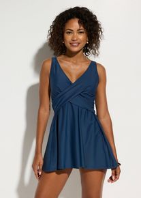 bonprix Long-Tankini (2-tlg.Set) mit V-Ausschnitt, blau, Gr.40, Eleganter Tankini mit Wickel-Optik
