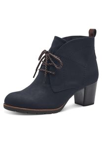 Schn&uuml;rstiefelette Marco Tozzi, Damen, Gr. 39, blau (dunkelblau kombiniert), Lederimitat, Textil, Veloursleder, unifarben, Schuhe Schn&uuml;rstiefelette, Blockabsatz, Ankleboots, Schn&uuml;rboots mit Ziern&auml;hten