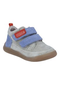 Barfu&szlig;schuh Richter "Samy", M&auml;dchen, Gr. 23, grau, blau, Glattleder, Veloursleder, kontrastfarbene Details, Schuhe Barfu&szlig;schuh, Kinderschuh im Konstrastlook, Gr&ouml;&szlig;enschablone zum Download