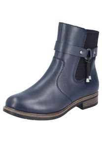 Winterstiefelette Rieker, Damen, Gr. 37, schwarz (dunkelblau, schwarz), Elastischer Einsatz, Lederimitat, Schuhe Winterstiefelette, Chelseaboots, Winterboots, Blockabsatz, mit Innenrei&szlig;verschluss