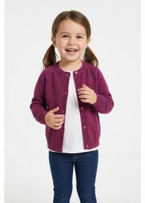 Strickjacke happy girls, M&auml;dchen, Gr. 98, lila (berry), Strick, Obermaterial: 100% Baumwolle, unifarben, regular fit h&uuml;ftlang, Rundhals, Raglan&auml;rmel Strickb&uuml;ndchen, Strickjacken Strickjacke, mit hochwertigem Strickmuster im vorderen Brustbereich