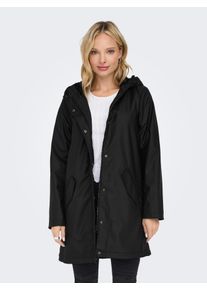 Funktionsmantel Only "ONLSALLY RAINCOAT OTW NOOS", Damen, Gr. L, schwarz (schwarz with schwarz teddy), Web, Obermaterial: 100% Polyester, leicht gl&auml;nzend, unifarben, figurumspielend Po-bedeckend, hoch geschlossener Ausschnitt, M&auml;ntel Funktionsmantel, mit Kapuze und Teddypl&uuml;schfutter