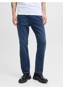 Jack & Jones Straight-Jeans JACK & JONES "JJICLARK JJORIGINAL SQ 2", Damen, Gr. 34, L&auml;nge 30, blau denim, Denim/Jeans, Obermaterial: 76% Baumwolle, 22% Polyester, 2% Elasthan, Abriebeffekte, straight fit lang, Jeans Straight-Jeans, Baumwollmischung, straight fit
