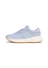 Keilsneaker Tommy Jeans "TJW CLEATED RUNNER", Damen, Gr. 42, blau (hellblau), Textil, Veloursleder, Schuhe Keilsneaker, Freizeitschuh, Schn&uuml;rschuh, Halbschuh mit Reflektorstreifen