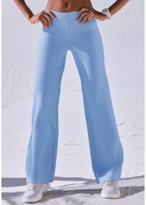 active by Lascana Sporthose LASCANA ACTIVE, Damen, Gr. L (44/46), N-Gr, hellblau, Trikot, Obermaterial: 67% Polyester, 28% Modal, 5% Elasthan, unifarben, bequem lang, Hosen Sporthose, aus elastischer Rippstruktur, Topseller