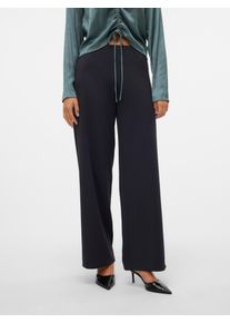 V&eacute;ro Moda Schlupfhose VERO MODA "VMBERLIN ZAMIRA MW WIDE PANT NOOS", Damen, Gr. M (38), L&auml;nge 30, blau (blau graphite), Milano Rib, Obermaterial: 95% Polyester, 5% Elasthan, unifarben, loose fit normal, Hosen Schlupfhose, mit Stretch