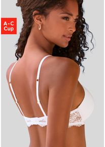 Bralette-BH Lascana "Alexia", Damen, Gr. 85, Cup B, beige (creme), Microtouch, Obermaterial: 60% Polyamid, 35% Polyester, 5% Elasthan, BHs Bralette-BH, mit Push-up-Kissen & zwei Tragevarianten, sexy Dessous, Topseller
