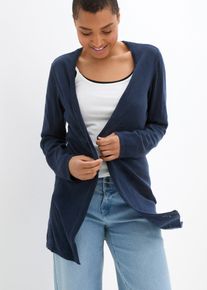Strickjacke bonprix, Damen, Gr. 44/46 (L), blau (dunkelblau), Obermaterial: 100% Baumwolle, loose fit, Strickjacken Strickjacke, lockere Passform, Slub-Strick, Casual Stil, aus Baumwolle