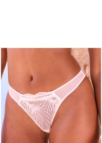 String Lascana "Alexia", Damen, Gr. 36/38, beige (creme), Spitze, Obermaterial: 88% Polyamid, 12% Elasthan, Unterhosen String, mit sexy Cut-Out & Ringaccessoires, sexy Dessous