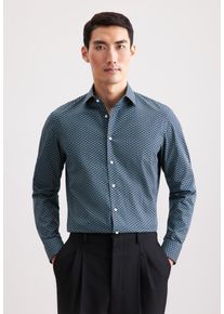 Businesshemd Seidensticker "Schwarze Rose", Herren, Gr. L (42), normale &Auml;rmell&auml;ngen, gr&uuml;n, 100% Baumwolle, bedruckt, slim fit, 2-Knopf-Manschette, Hemden Businesshemd, Slim 1/1 Kentkragen Druck