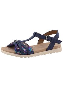 Riemchensandale Tom Tailor "Nani", M&auml;dchen, Gr. 31, navy, Lederimitat, Textil, Schuhe Riemchensandale, Plateau, Sandalette mit Raffungen und Kontrastbesatz