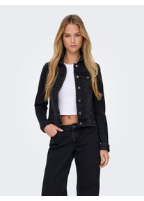Jeansjacke Only "ONLWONDER &ndash; Jeansjacke mit Teilungsn&auml;hten und Stretch", Damen, Gr. M, schwarz (washed schwarz), Denim/Jeans;Web;Twill, Obermaterial: 79% Baumwolle, 20% Polyester, 1% Elasthan, unifarben, figurumspielend taillenbedeckt, 1-Knopf-Manschette, Jacken Jeansjacke, sehr figurbetont, casual, Denim, Baumwollmischung, Brusttaschen