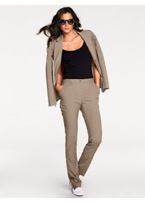 Hosenanzug Heine, Damen, Gr. 46, Normalgr&ouml;&szlig;en, grau (taupe), 77% Polyester, 20% Viskose, 3% Elasthan, Anz&uuml;ge Hosenanzug