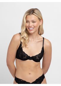 B&uuml;gel-BH Dorina "Perfect Lace", Damen, Gr. 75, Cup A, schwarz, Spitze, Obermaterial: 90% Nylon, 10% Elasthan, BHs B&uuml;gel-BH, transparent, mit Spitze, mit B&uuml;gel, verstellbare Tr&auml;ger, mit Schleife