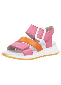 Riemchensandale RIEKER SPORT, Damen, Gr. 36, pink (pink, orange), Leder, Schuhe Riemchensandale, Sommerschuh, Klettschuh, Outdoorsandale mit weichem Fu&szlig;bett
