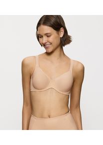 B&uuml;gel-BH Triumph "Modern Soft+Cotton W", Damen, Gr. 100, Cup C, beige (neutral beige), Microtouch, Obermaterial: 39% Polyamid, 38% Baumwolle, 23% Elasthan, unifarben, BHs B&uuml;gel-BH, mit dezenten Glanz-Streifenmuster und breiten Tr&auml;gern