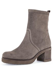 Stiefelette Gabor "Milano", Damen, Gr. 41, grau (taupe), Veloursleder, Schuhe Stiefelette, Blockabstz, Komfortschuh in Bequemweite G (= weit)
