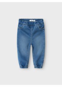 Loose-fit-Jeans name it "NBFROSE LOOSE R JEANS 1550-TO NOOS", M&auml;dchen, Gr. 86, N-Gr, blau (medium blau denim), Denim/Jeans, Obermaterial: 57% Lyocell (TENCEL&trade;), 31% Polyester, 10% Viskose, 2% Elasthan, Abriebeffekte, loose fit kn&ouml;chellang, Jeans Loose-fit-Jeans