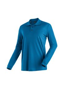 Langarm-Poloshirt Maier Sports "Ulrich L/S", Herren, Gr. M, blau (saphirblau), 100% Polyester, Shirts Langarm-Poloshirt, Herren Polo langarm, leichtes Funktionsshirt, Langarmshirt, Reg. Fit
