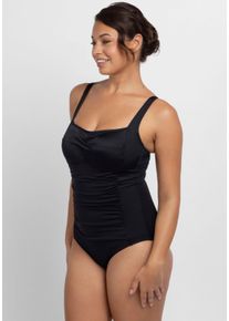 Badeanzug Dorina "Fiji", Damen, Gr. L, N-Gr, schwarz, Microfaser, Obermaterial: 77% Polyester, 16% Elasthan, 7% Polyamid, unifarben, Badeanz&uuml;ge Badeanzug, Raffungen vorn, leicht gepolstert, leichter Shaping-Effekt