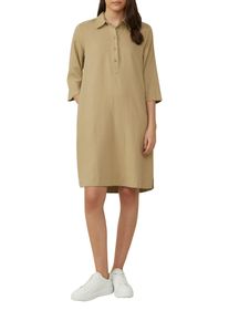 Blusenkleid s.Oliver, Damen, Gr. 46, N-Gr, braun (schwarz sand), Obermaterial: 52% Leinen, 48% Viskose. Futter: 100% Viskose, unifarben, regular fit kniefrei, gerader Abschluss, Kleider Blusenkleid, mit Knopfleiste
