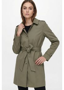 Trenchcoat Only "ONLDISA LIFE SB TRENCHCOAT CC OTW", Damen, Gr. M, mermaid, Web, Obermaterial: 100% Polyester, unifarben, Po-bedeckend, V-Ausschnitt, M&auml;ntel Trenchcoat, klassischer Schnitt