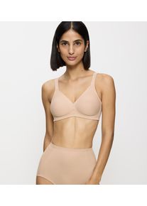 B&uuml;gelloser BH Triumph "Modern Soft+Cotton N", Damen, Gr. 80, Cup D, beige (neutral beige), Microtouch, Obermaterial: 40% Polyamid, 37% Baumwolle, 23% Elasthan, unifarben, BHs B&uuml;gelloser BH, mit dezenten Streifen