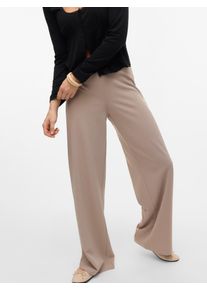 V&eacute;ro Moda Schlupfhose VERO MODA "VMBERLIN ZAMIRA MW WIDE PANT NOOS", Damen, Gr. S, L&auml;nge 32, moon rock, Milano Rib, Obermaterial: 95% Polyester, 5% Elasthan, unifarben, loose fit normal, Hosen Schlupfhose, mit Stretch