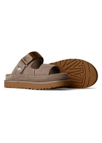 UGG Australia Plateausandale UGG "GOLDENSTAR GLIDE", Damen, Gr. 6 (37), grau (taupe), Textil, Veloursleder, unifarben, Schuhe Plateausandale, Clog, Mule, Sommerschuh mit weichem Fu&szlig;bett