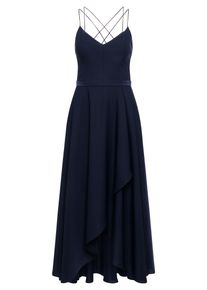Abendkleid Vera Mont "Abendkleid mit Volant", Damen, Gr. 32, EURO, blau (night sky), Obermaterial: 100% Polyester PES., Kleider Abendkleid