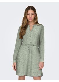 Druckkleid Only "ONLCORY LIFE L/S V-NECK TUNIC WVN NOOS", Damen, Gr. XL, N-Gr, l.pad aop:marekka small graphic, Web, Obermaterial: 100% Polyester, bedruckt, kurz, V-Ausschnitt, Kleider Druckkleid, Sommerkleid mit Tailleng&uuml;rtel