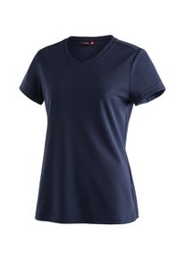 T-Shirt Maier Sports "Trudy", Damen, Gr. 52, blau (dunkelblau), 100% Polyester, Rundhals, Shirts T-Shirt, Damen Kurzarmshirt, leichtes Sommer Funktionsshirt, V-Ausschnitt