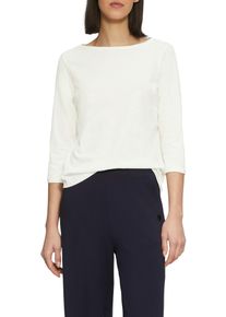 Langarmshirt s.Oliver, Damen, Gr. 46, wei&szlig;, Jersey, Obermaterial: 100% Baumwolle, unifarben, regular fit taillenbedeckt, U-Boot-Ausschnitt, Shirts Langarmshirt, aus Flammgarn