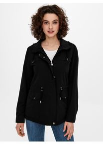 Parka Only "ONLNEWSTARLINE SPRING JACKET CC OTW", Damen, Gr. XS, schwarz, Web, Obermaterial: 92% Polyester, 8% Nylon, unifarben, h&uuml;ftlang, Jacken Parka, mit durchgehendem und verdecktem Rei&szlig;verschluss