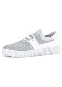 Slip-On Sneaker Gabor, Damen, Gr. 38, grau (grau, wei&szlig;), Kalbsleder, Textil, Schuhe Slip-On Sneaker, Slipper, Schlupfschuh, Plateausneaker mit Metallic-Effekten