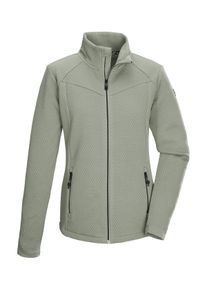 Strickjacke Killtec "KOW 2 WMN FLX JCKT", Damen, Gr. 48, gr&uuml;n (graugr&uuml;n), Obermaterial: 95% Polyester, 5% Elasthan, Strickjacken Strickjacke, Damen Powerstretchjacke mit 2-Wege-Stretch und Kinnschutz.