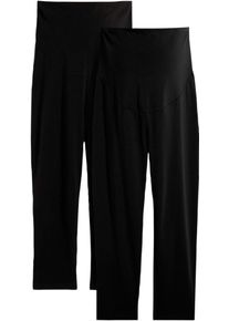 Umstandsleggings bonprix "Umstands-Leggings in Capri-L&auml;nge (2er Pack)", Damen, Gr. 40/42 (M), N-Gr, schwarz (schwarz, schwarz), Obermaterial: 95% Baumwolle, 5% Elasthan, skinny fit, Hosen Umstandsleggings, Leggings, aus Baumwolle mit Elasthan, Skinny Fit, Capri-L&auml;nge