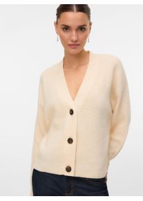 V&eacute;ro Moda Strickjacke VERO MODA "VMARIES LS V-NECK CARDIGAN BF", Herren, Gr. S, birch, Strick, Obermaterial: 98% Polyester, 2% Elasthan, unifarben, regular fit, tiefer V-Ausschnitt, Strickjacken Strickjacke
