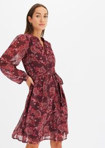 Chiffonkleid bonprix, Damen, Gr. 42, N-Gr, rot (bordeaux paisley), Obermaterial: 100% Polyester. Futter: 100% Polyester, ausgestellt, Kleider Chiffonkleid, f&uuml;r stilvollen Auftritt, aus Polyester, ausgestellte Passform