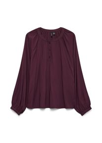 V&eacute;ro Moda Langarmbluse VERO MODA "VMBELLA LS PLACKET TOP WVN GA NOOS", Damen, Gr. S, rot (winetasting), Web, Obermaterial: 97% Viskose, 3% Elasthan, unifarben, normal, Rundhals, Blusen Langarmbluse