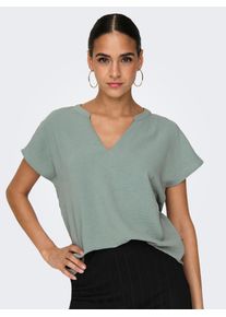 Jacqueline de Yong Shirtbluse JDY "JDYLION S/S TOP WVN NOOS", Damen, Gr. 42 (XL), chinois gr&uuml;n, Web, Obermaterial: 100% Polyester, unifarben, regular fit normal, V-Ausschnitt, Blusen Shirtbluse
